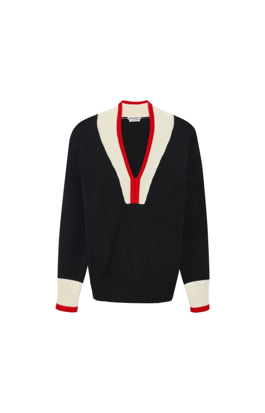 JW Anderson Contrast Trim Jumper in Black — front view