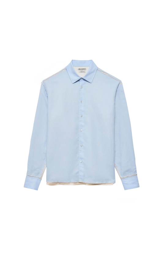 JW Anderson Raw Edge Shirt in Pale Blue — front view