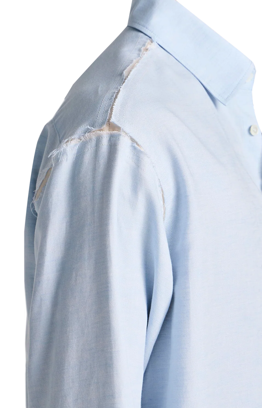 Raw Edge Shirt in Pale Blue