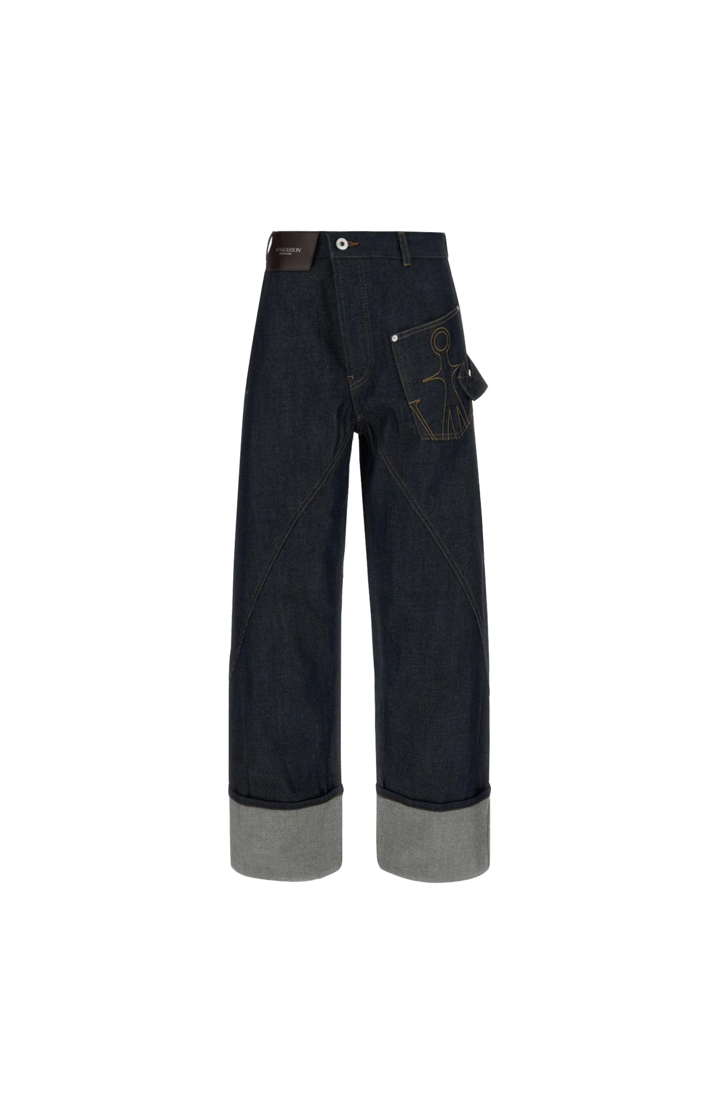 JW Anderson Twisted Turn-Up Workwear Denim Jeans in Indigo