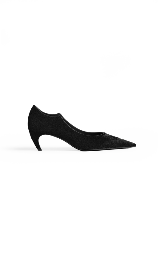 Khaite Valerie Low Pump in Black Calfhair — front view