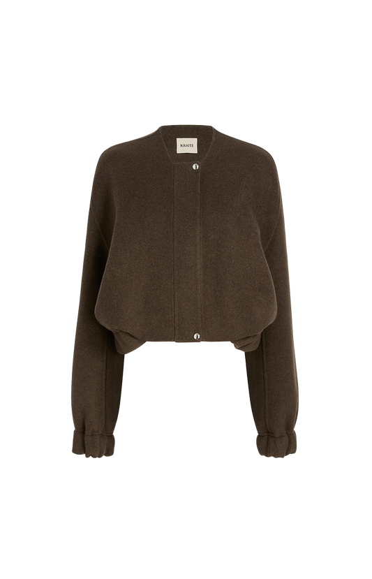 Khaite Cordan Jacket in Army Melange — front view