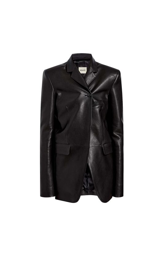 Khaite Sarmine Jacket in Black Leather — front view