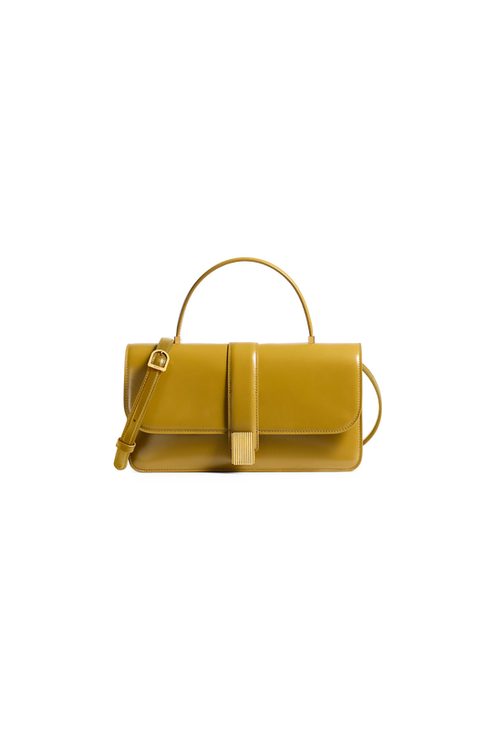 Khaite Blake Top Handle Bag in Golden Olive — front view