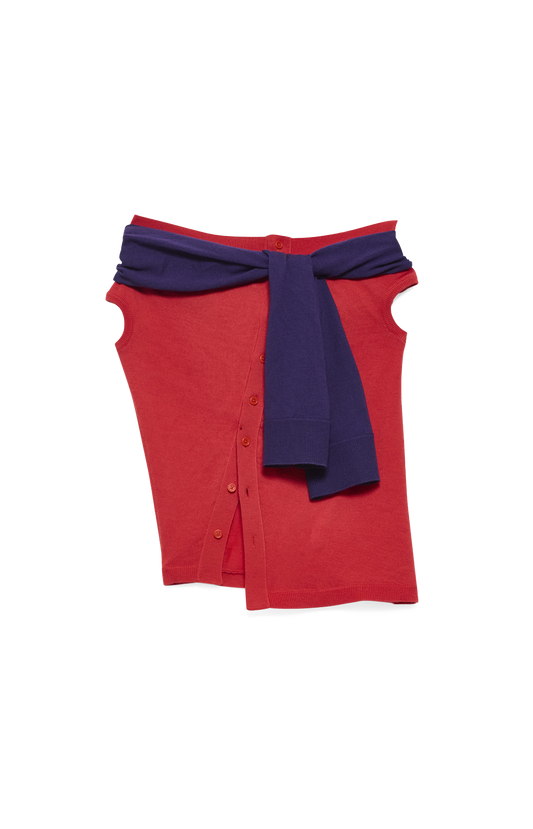 Off Shoulder Tank Top in Red & Violet