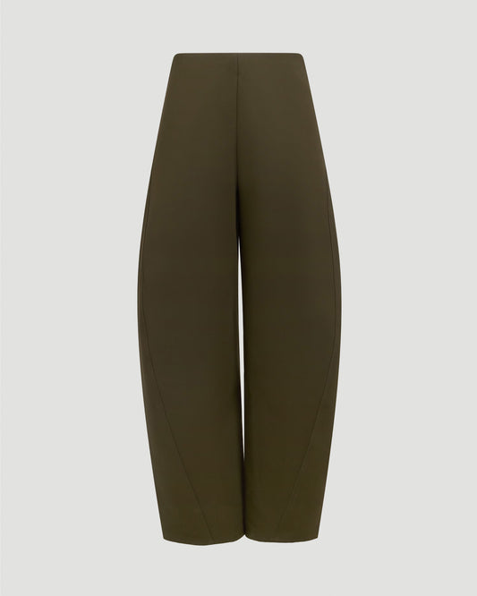 DOUBLE COTTON ROUND PANTS IN DARK GREEN