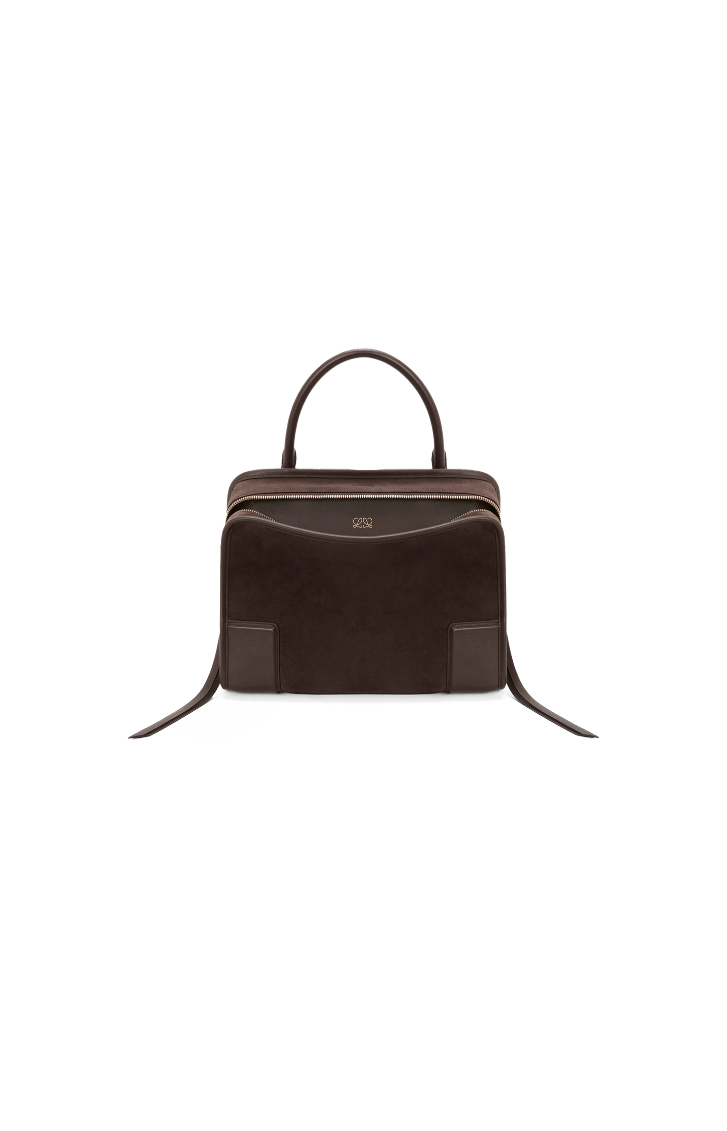Loewe Medium Amazona 180 bag in Suede in Dark Chestnut — front view