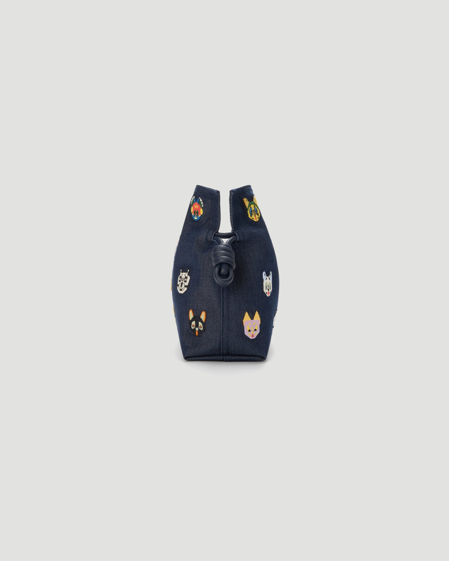 Cats Medium Flamenco Clutch in Embroidered Denim