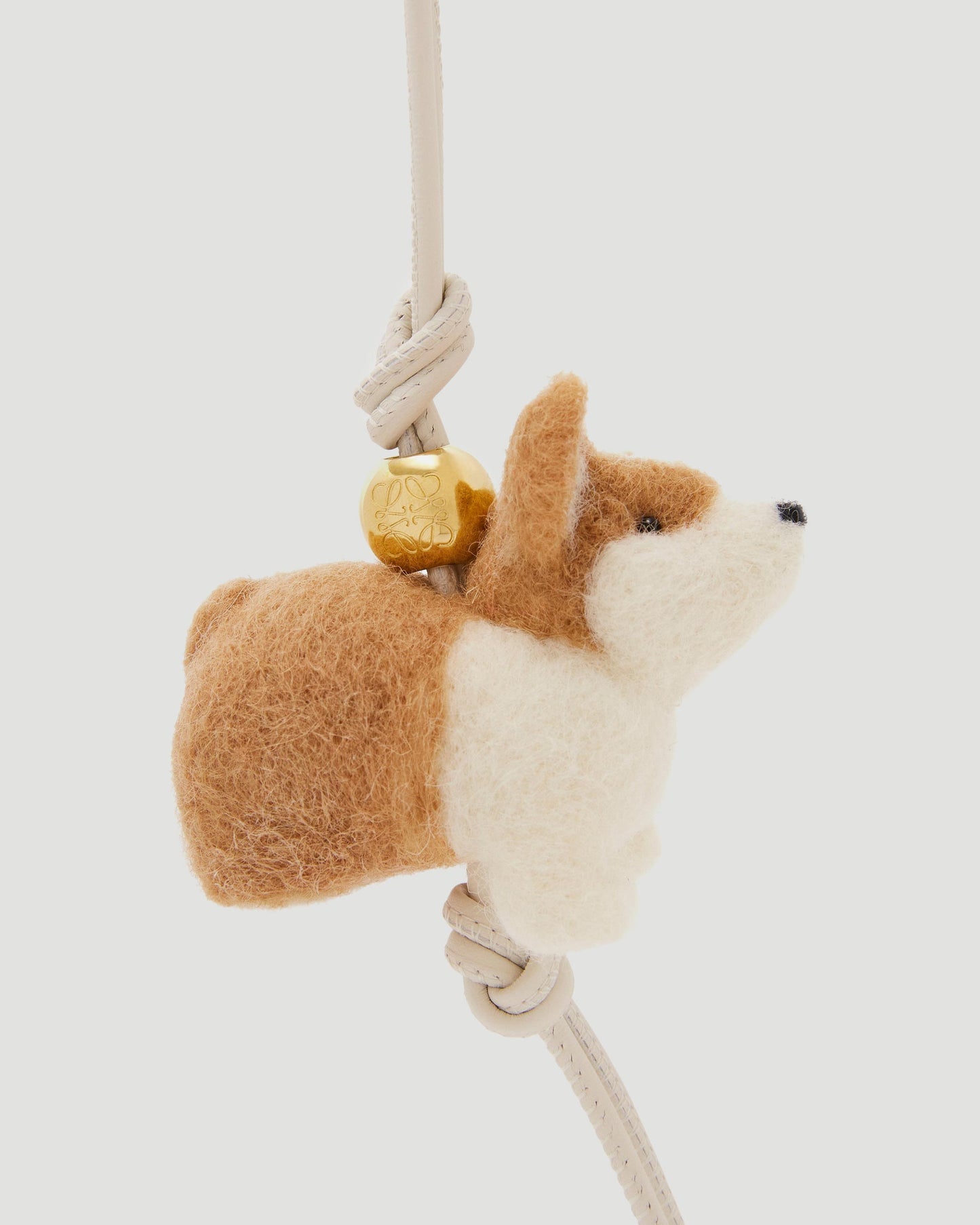 Corgi charm in felt and calfskin