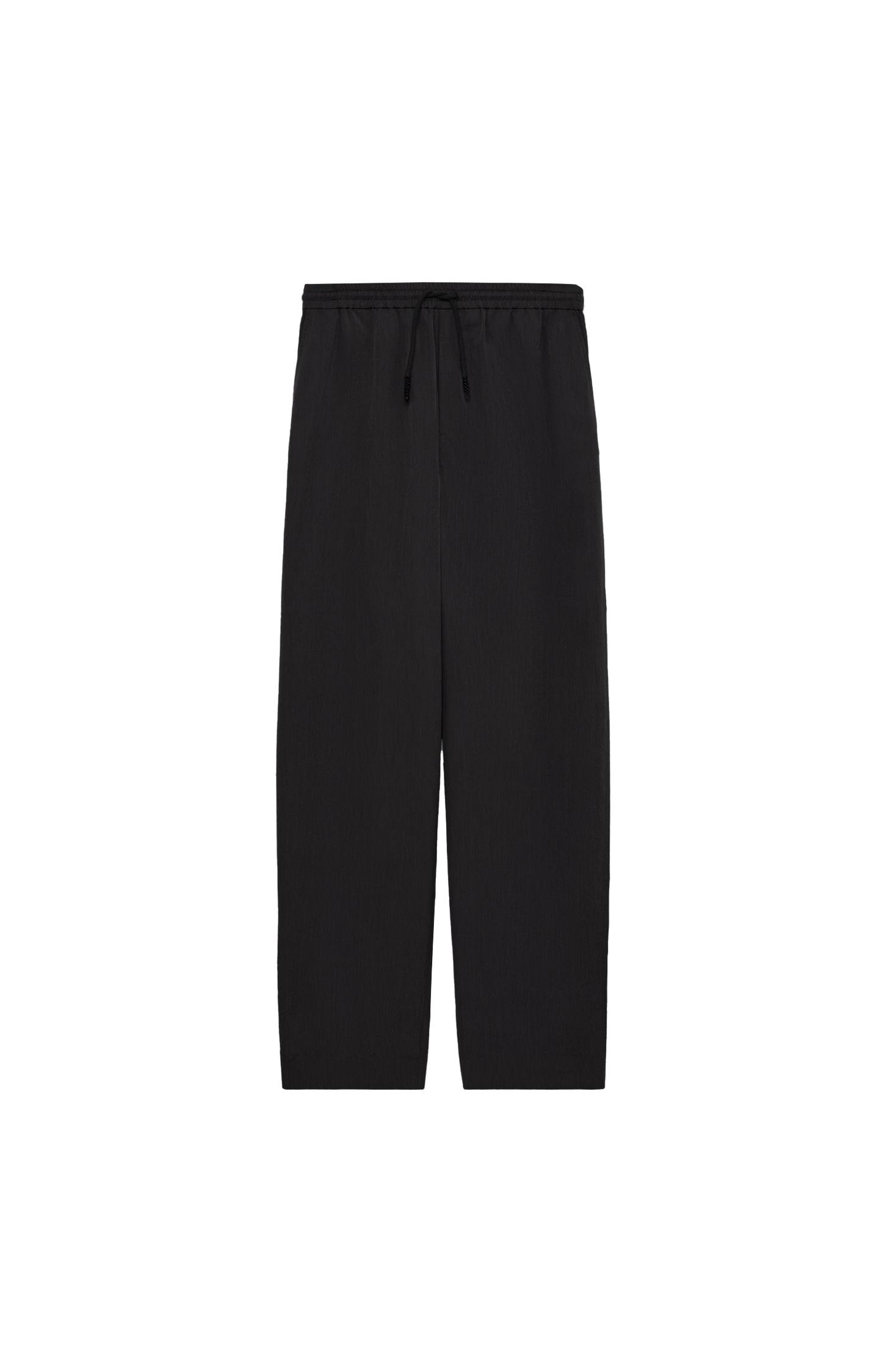 Black drawstring trousers in wool