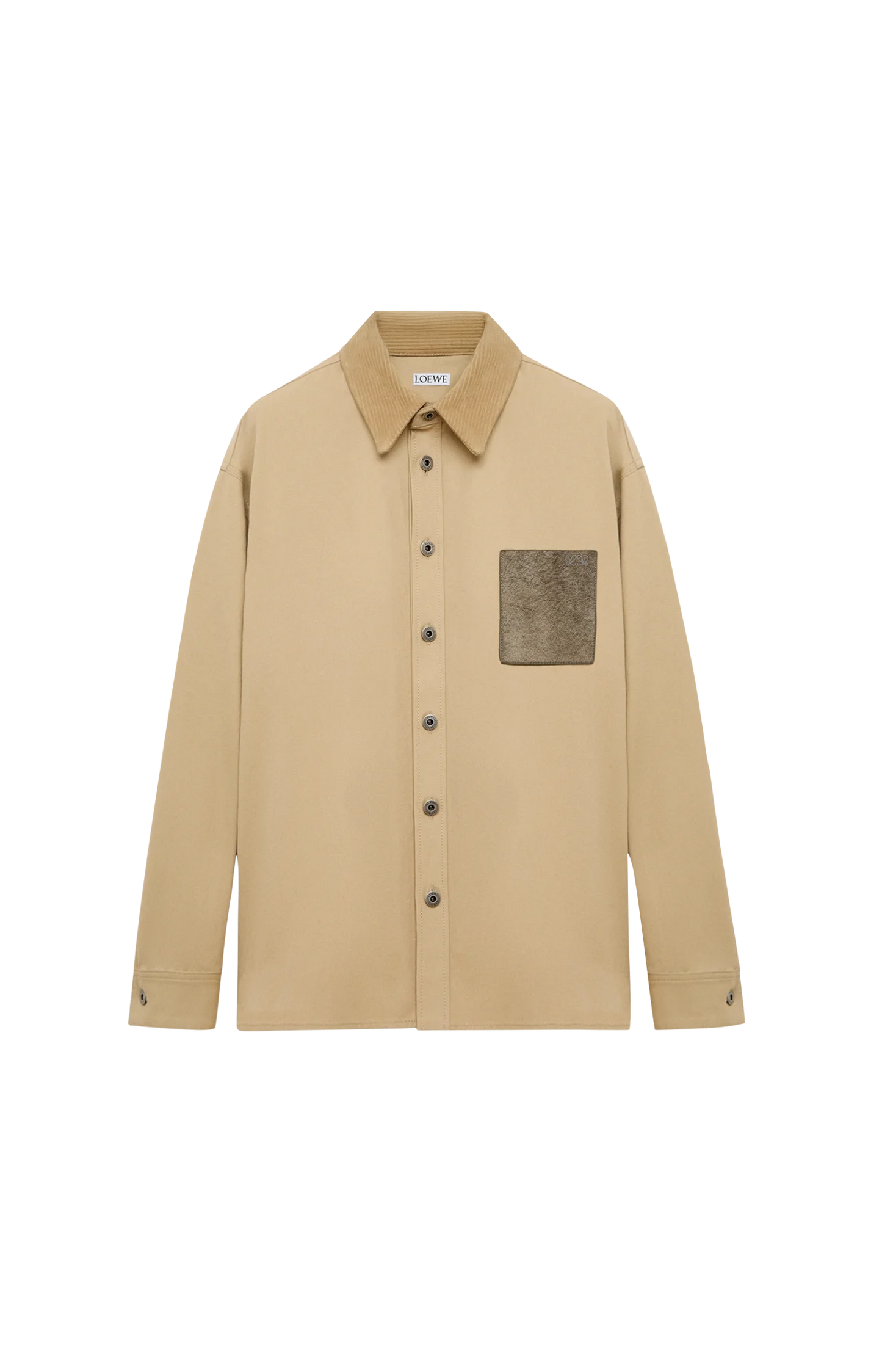 Suede-Trimmed Cotton Overshirt