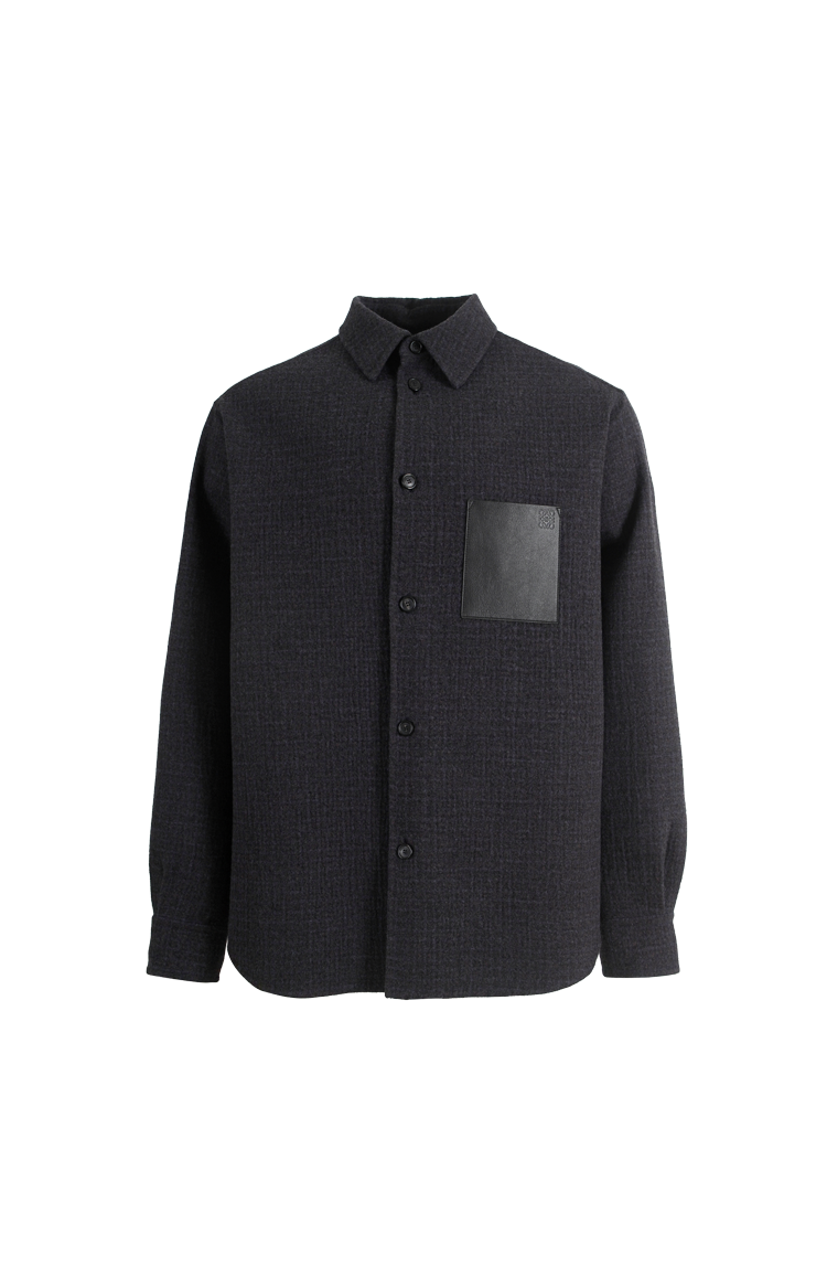 Wool Blend Overshirt in Dark Navy