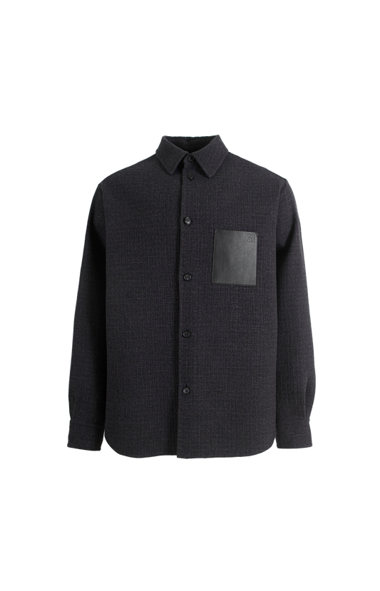 Wool Blend Overshirt in Dark Navy
