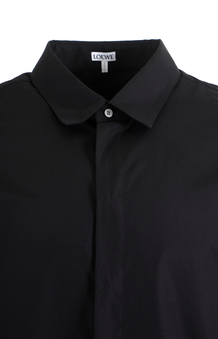 Lightweight Cotton Poplin Shirt in Black