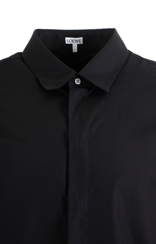 Lightweight Cotton Poplin Shirt in Black