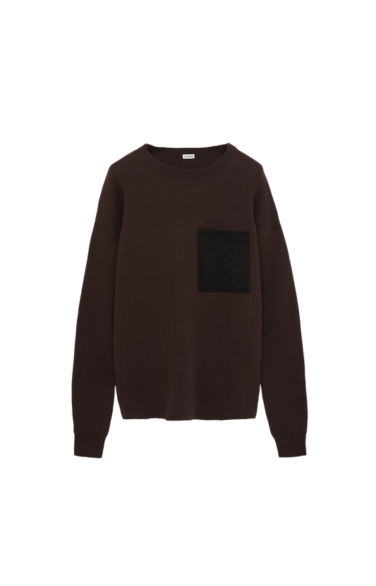 Anagram Pocket Sweater in Brown