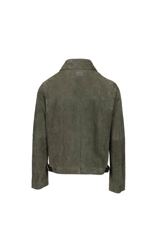 Loewe Suede Zip-Up Jacket in Green — product photo 2