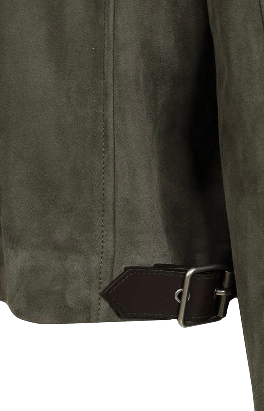 Loewe Suede Zip-Up Jacket in Green — product photo 3