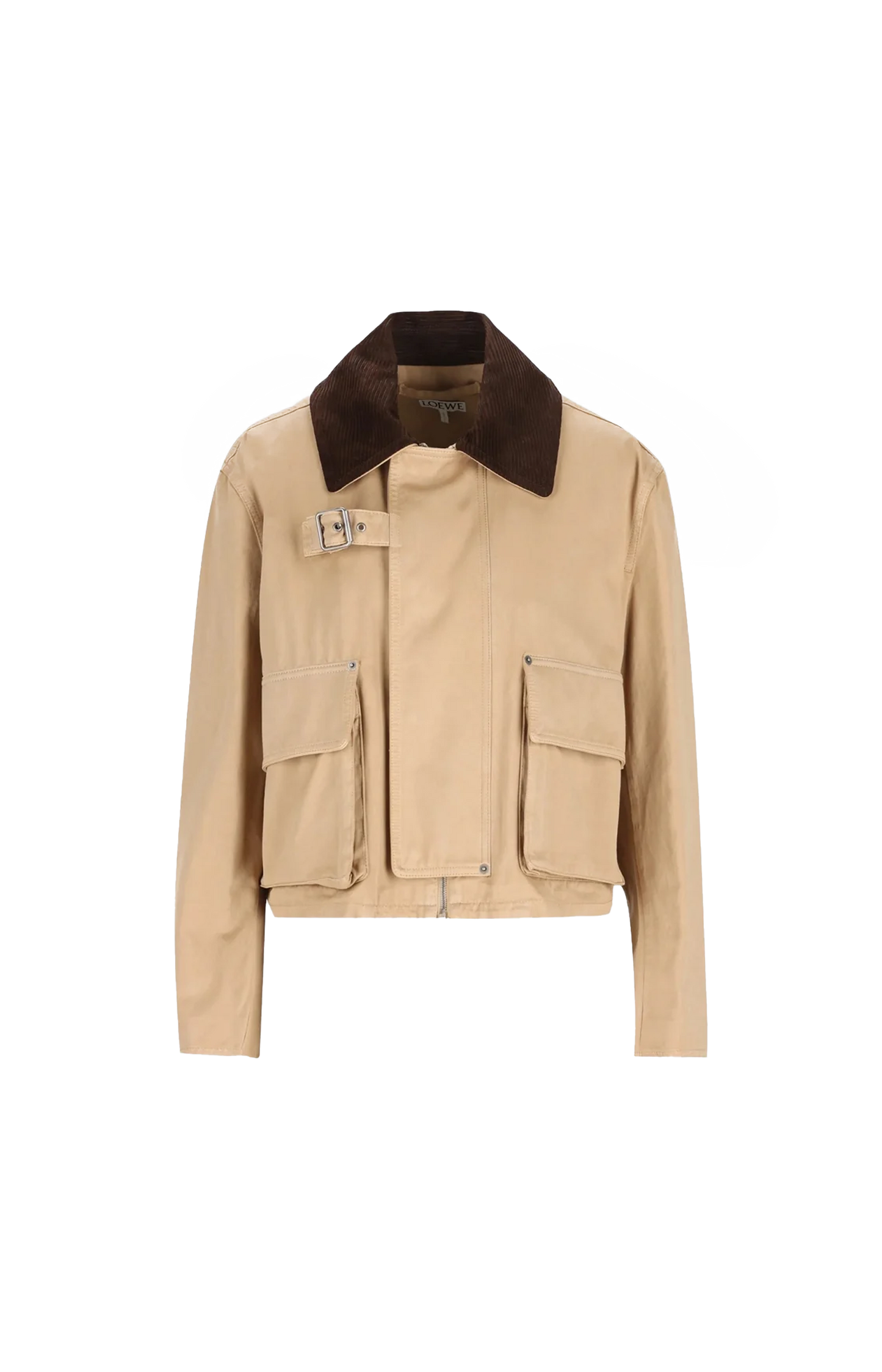 Loewe Short Cotton Parka in Beige — front view