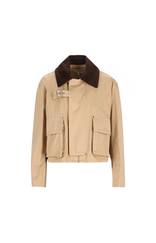 Short Cotton Parka in Beige