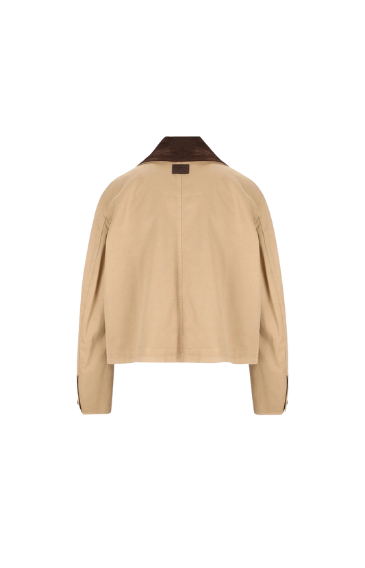 Short Cotton Parka in Beige