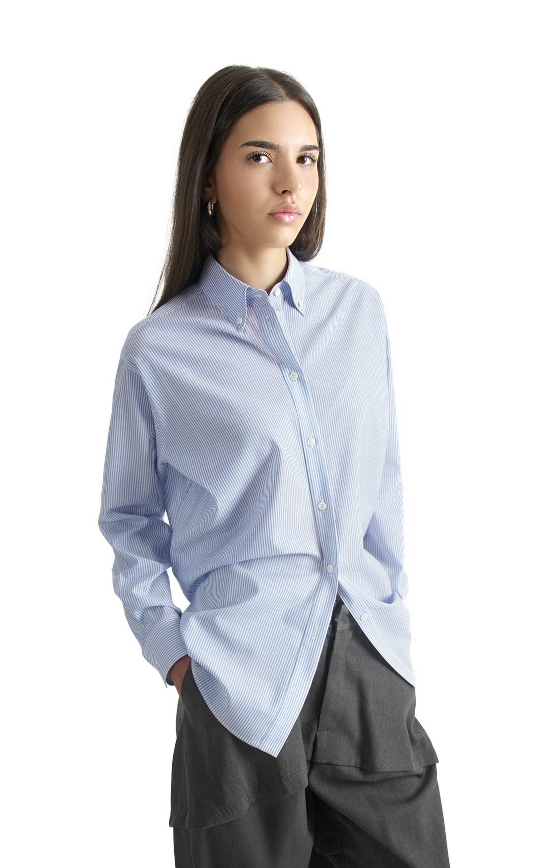 Wool Shirt in Blue/White
