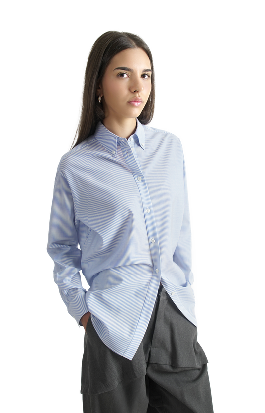Wool Shirt in Blue/White