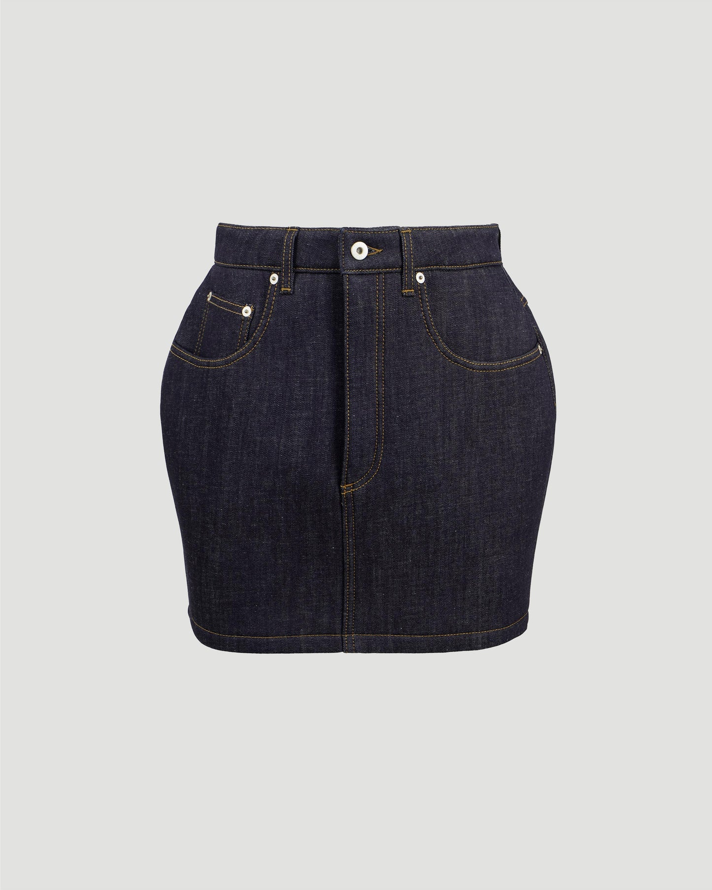 Curved mini skirt in denim