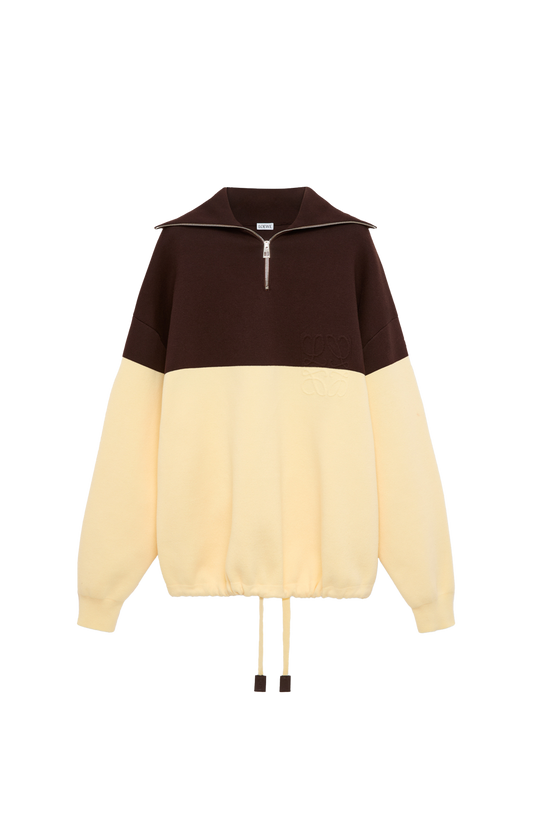 Cotton Sweater in Brown/Yellow