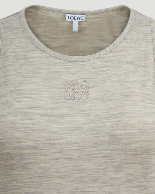Stretch Wool Anagram Tank Top in Soft White