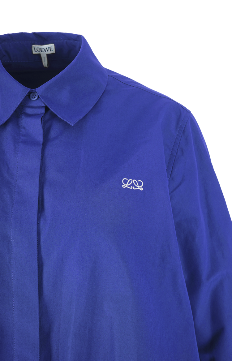 Gathered Cotton Shirt in Blue