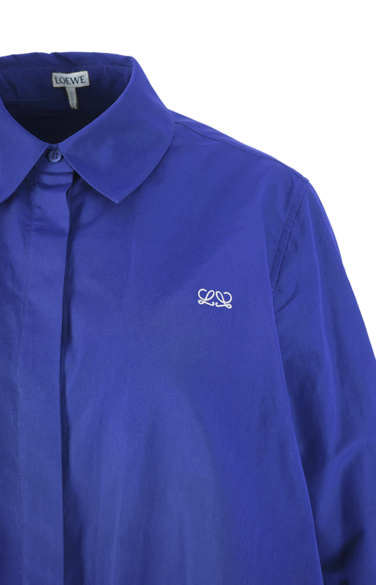 Gathered Cotton Shirt in Blue