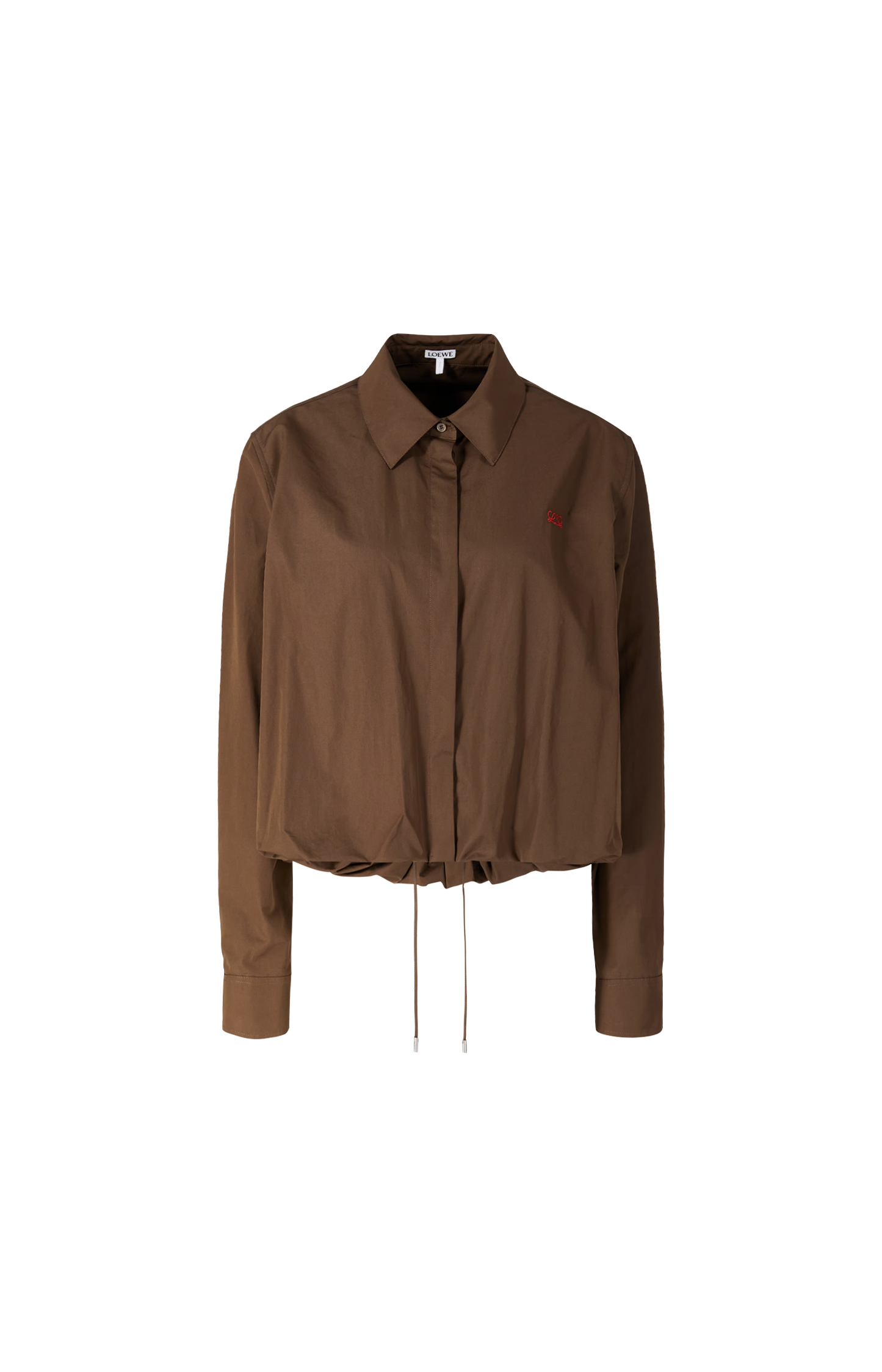 Gathered Cotton Shirt in Brown
