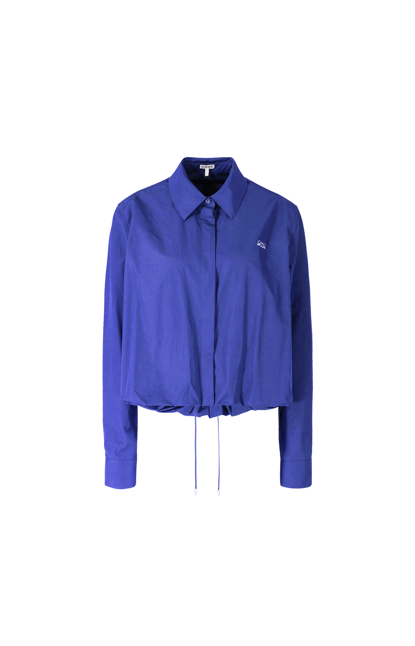 Gathered Cotton Shirt in Blue