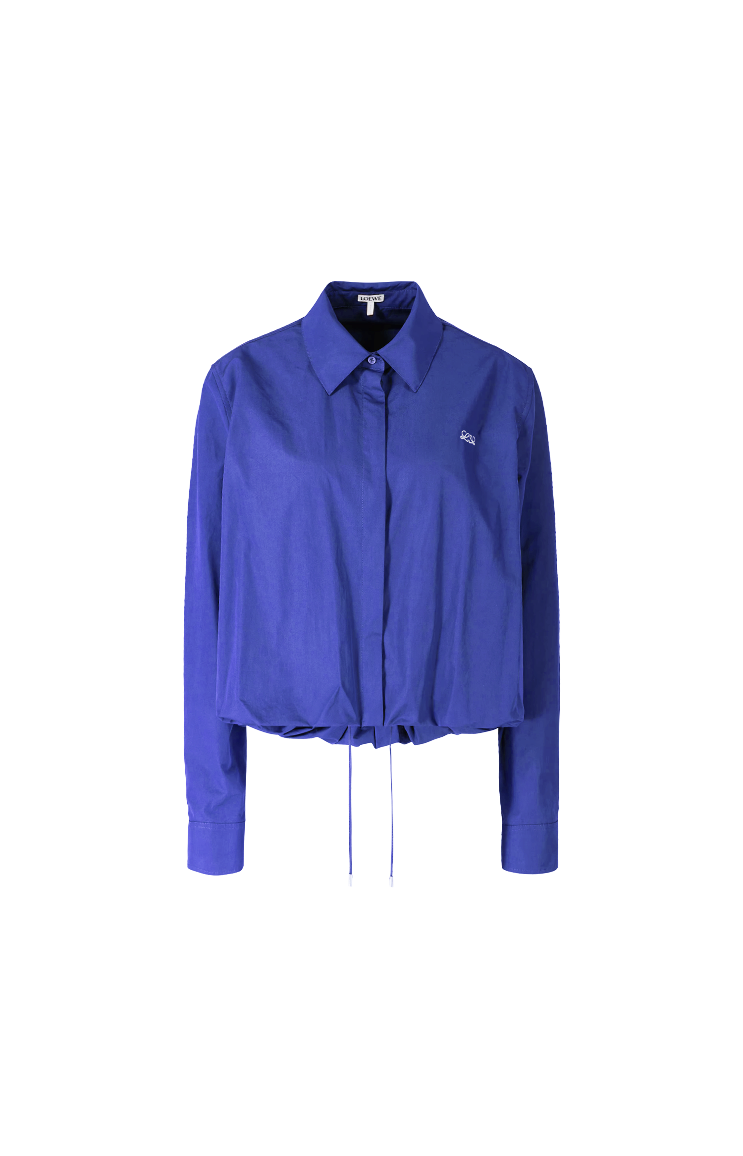 Loewe Gathered Cotton Shirt in Blue — front view