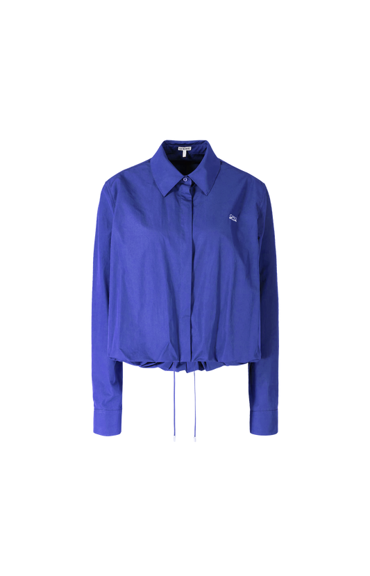 Gathered Cotton Shirt in Blue