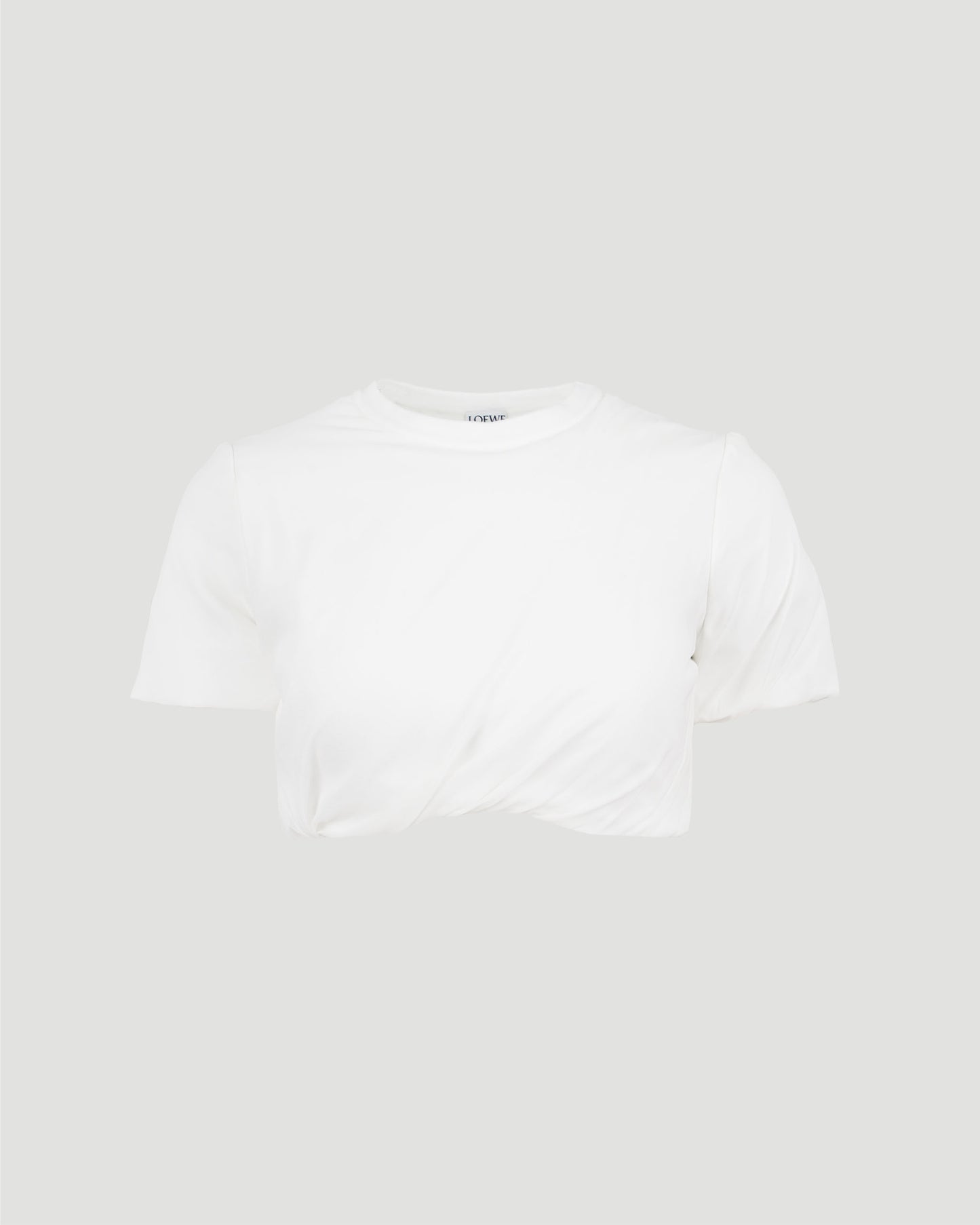 Padded crop top in stretch silk chiffon