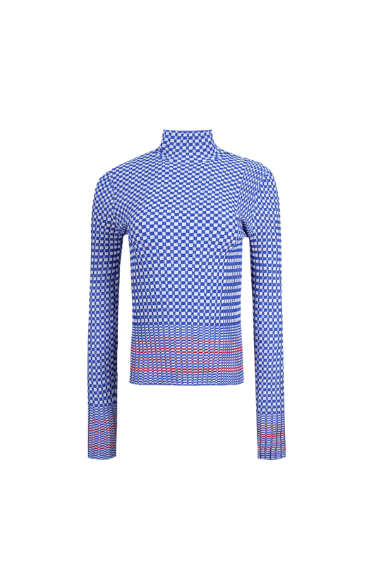 LOEWE x Cosima von Bonin Checked High-Neck Sweater in Blue — front view