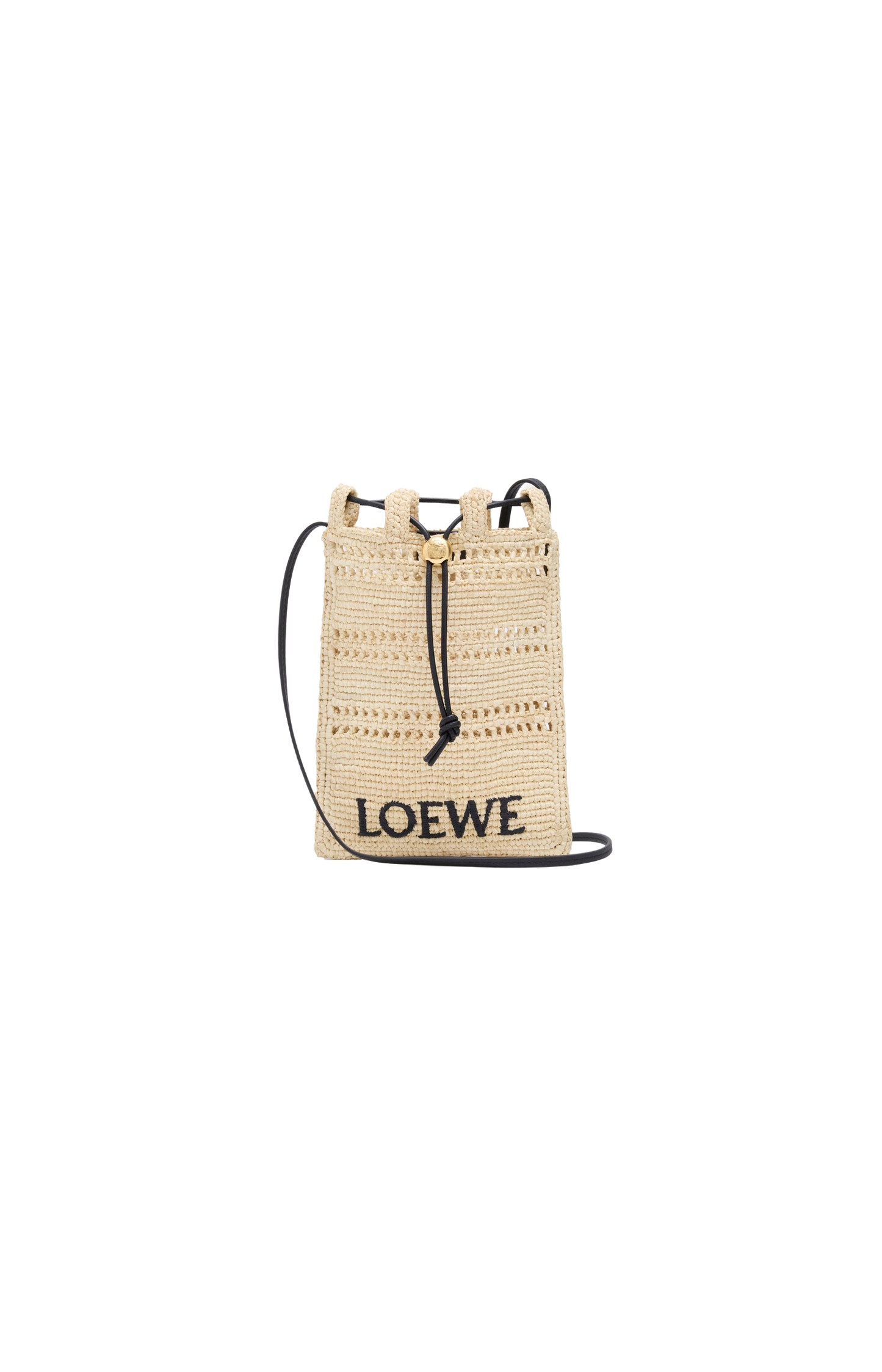 Drawstring pocket in raffia