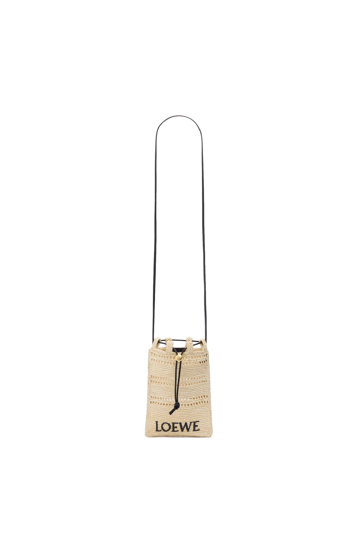 Drawstring pocket in raffia
