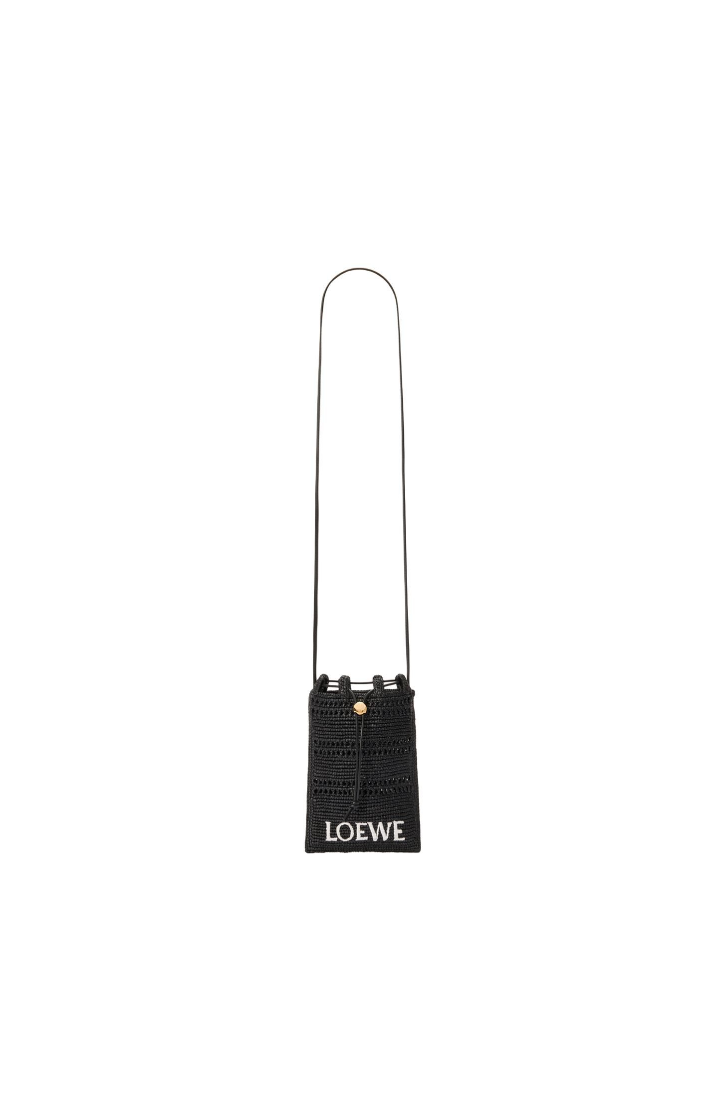 Drawstring pocket bag in raffia