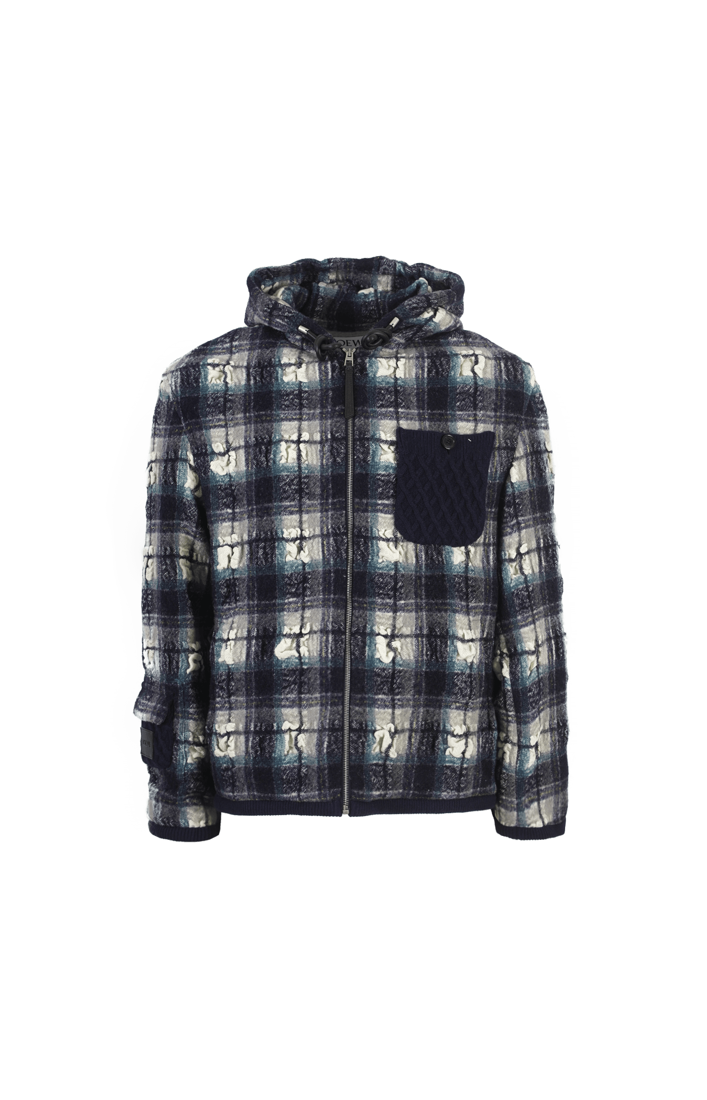 Hooded jacket in wool and linen