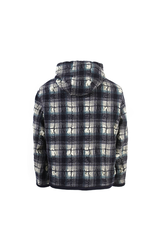 Hooded jacket in wool and linen