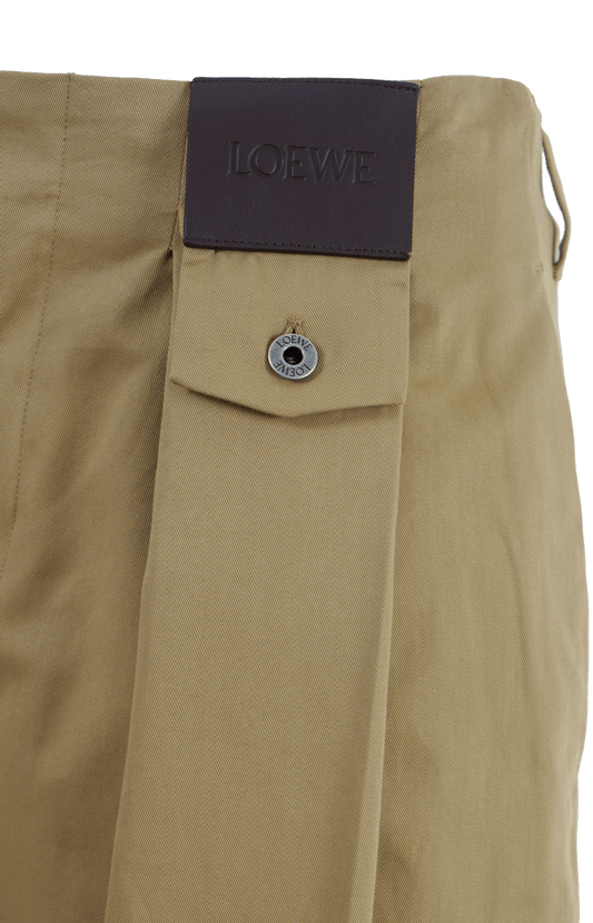 Draped trousers in cotton and silk