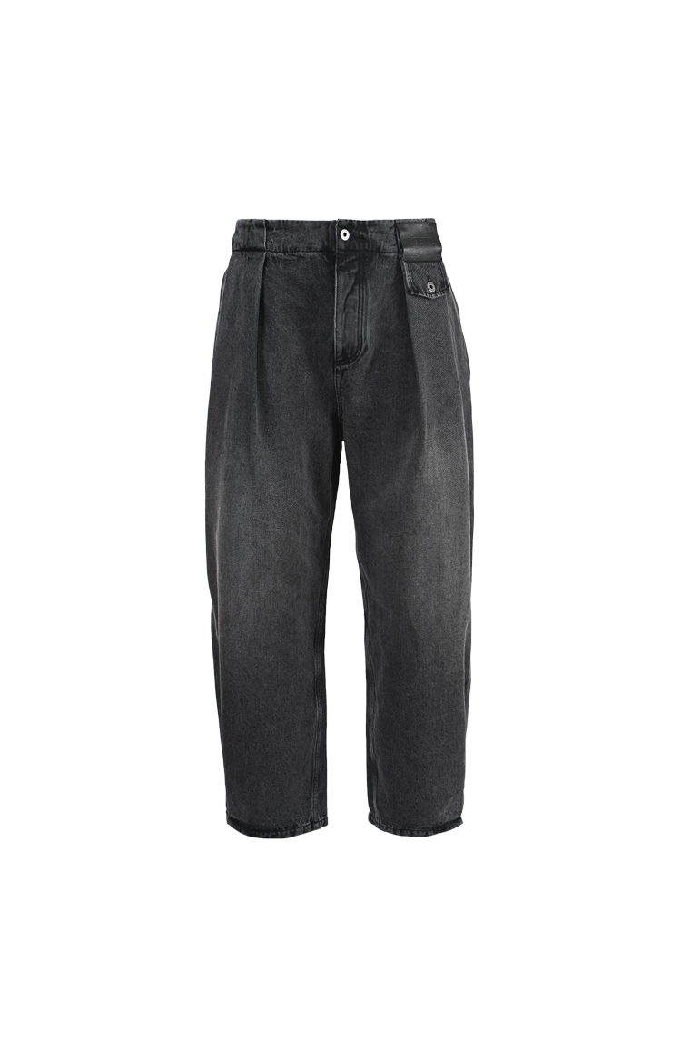 Embossed leather-patch jeans