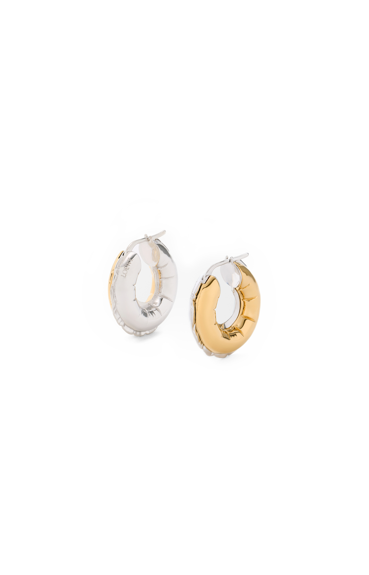 Loewe Blown Inflated Hoop Earrings in Brass in Gold/Silver — front view
