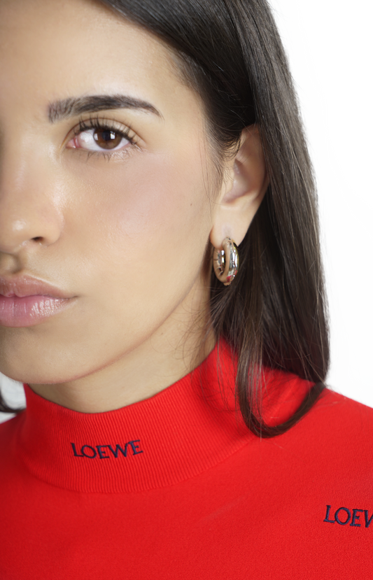 Blown Inflated Hoop Earrings in Brass