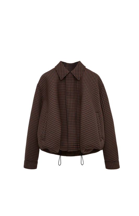Wool Drawstring Jacket in Brown
