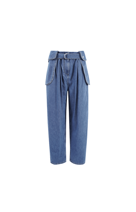 Draped jeans in denim