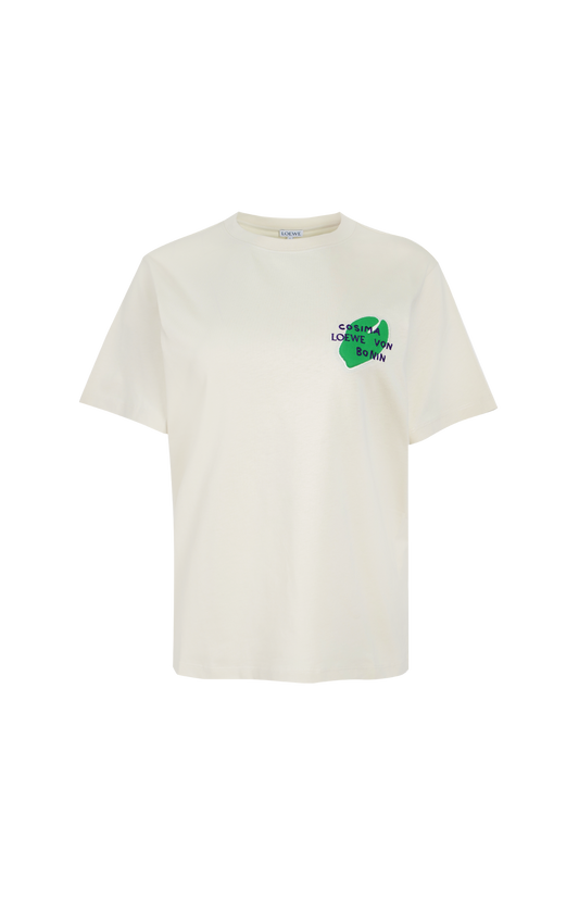 Loewe Graphic Cotton T-Shirt in Ecru — front view